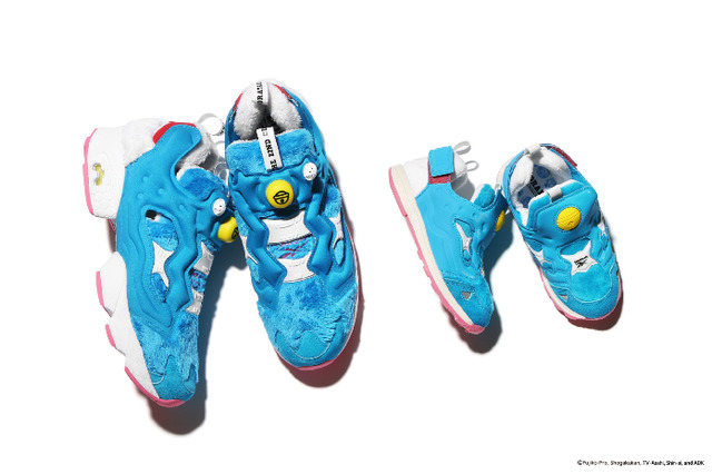 INSTAPUMP FURY OG PAD DORAEMON（2万円）、VERSA PUMP FURY DORAEMON（5,990円）／リーボック クラシック×パッカー シューズ×アトモス『ドラえもん』