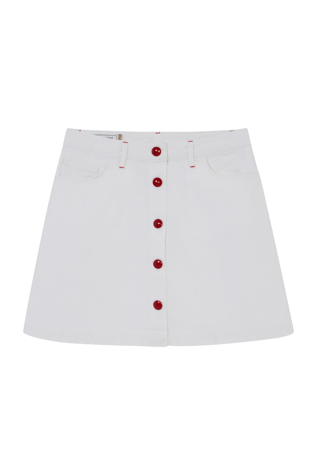 WOMENS WHITE DENIM MIA BUTTONED SKIRT（2万8,000円）