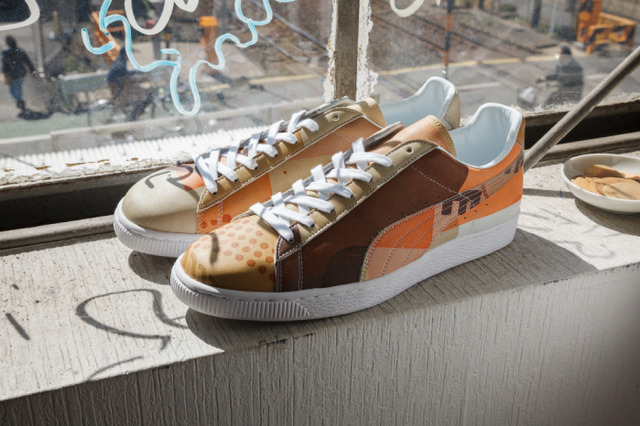 プーマとspoken words projectのコラボスニーカー「PUMA BASKET FOR SWP」（2万5,000円）が数量限定発売