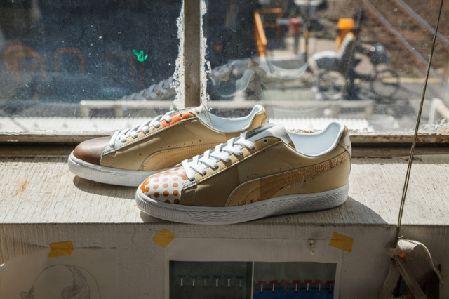 プーマとspoken words projectのコラボスニーカー「PUMA BASKET FOR SWP」（2万5,000円）が数量限定発売