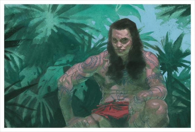 Louis Vuitton Travel Book Hawaii, illustre par Esad Ribic, 2017: polynesian warrior.