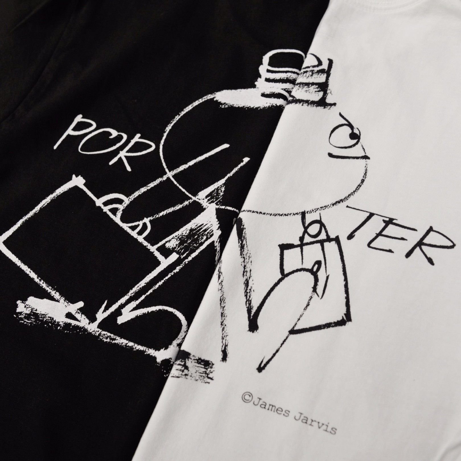 “James Jarvis × PORTER”「ORIGINAL T-SHIRT」BLACK/WHITE、サイズ S/M/L/XL（各6,000円）