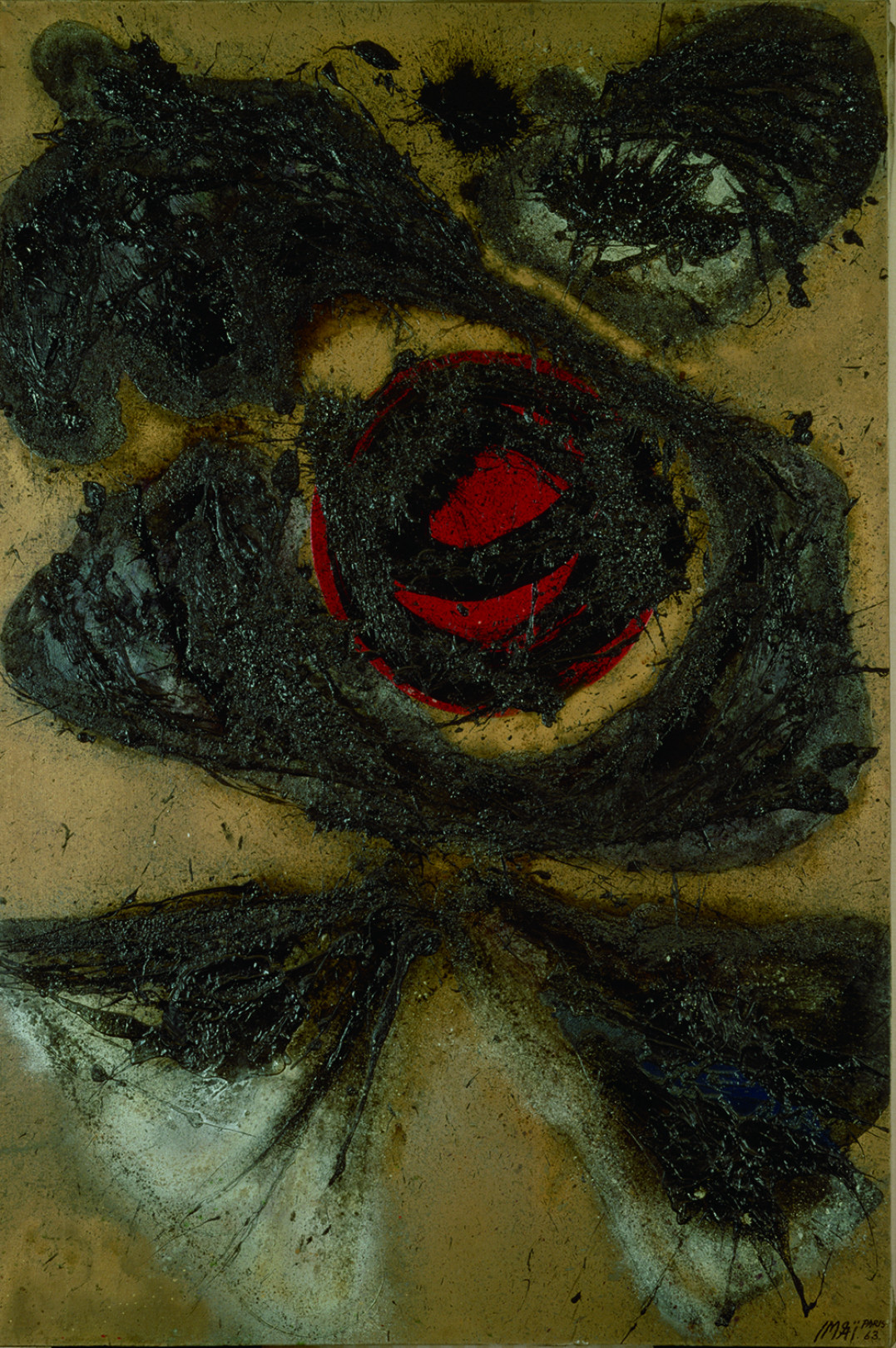 今井俊満「黒い太陽」1963 年 カンヴァスに油彩 195.1x129.8 cm