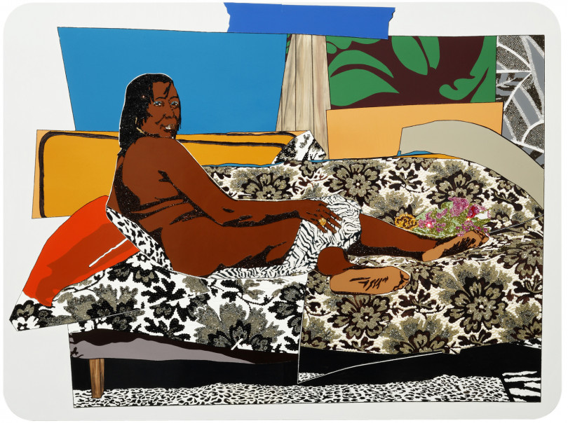 ミカリーン トーマス「Mama Bush : One of a Kind Two」2009 年 パネルにラインストーン、アクリル絵の具、 エナメル塗料 274.3x365.8x5.1 cm