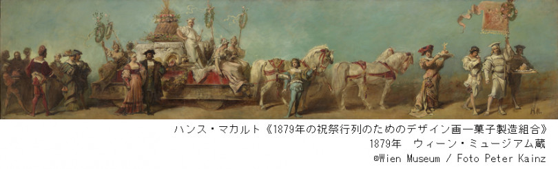 ハンス・マカルト《1879 年の祝祭行列のためのデザイン画―菓子製造組合》1879 年 油彩／カンヴァス 64 x 285.3 cm ウィーン・ミュージアム蔵 ©Wien Museum / Foto Peter Kainz