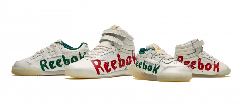 「FREESTYLE GRAPHIC TAO x Reebok（フリースタイル グラフィック タオ×リーボック）」（12.0cm～16.0cm 税込7,549円、17.0cm～25.0cm 税込8,629円）、「WORKOUT PLUS GRAPHIC TAO x Reebok（ワークアウト プラス グラフィック タオ×リーボック）」（12.0cm～16.0cm 税込7,549円、17.0cm～25.0cm 税込8,629円）