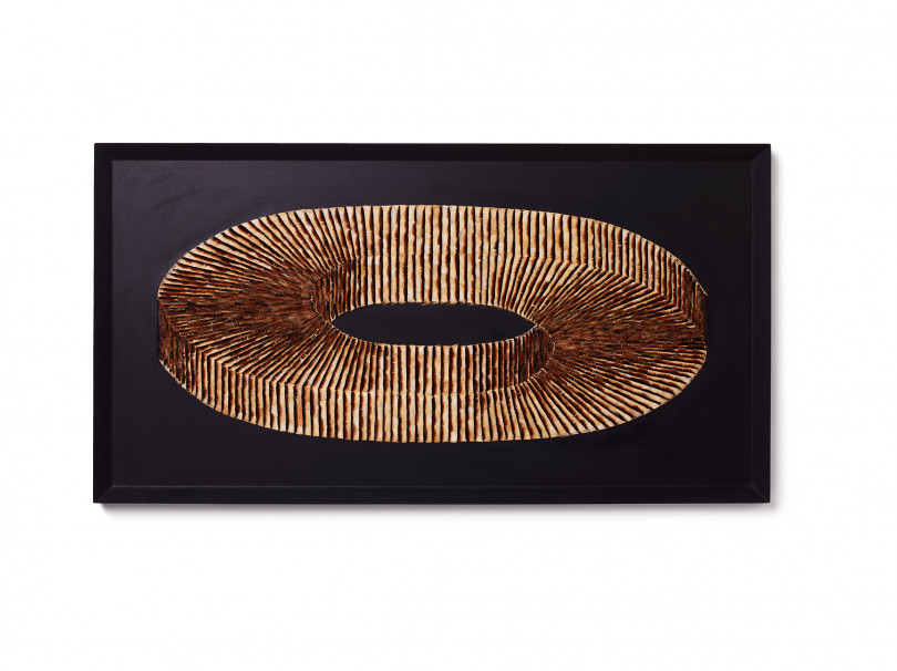 エナル・イグレシアス スペイン『￼Confübius』羽根、ろう、紙、木、塗料、490 x 920 x 30 mm 2018年