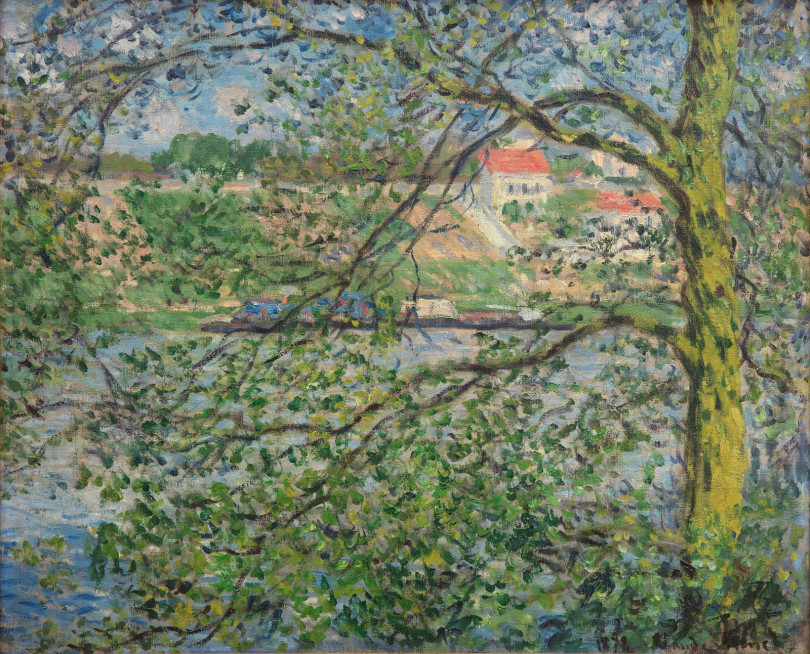クロード・モネ 《クールブヴォワのセーヌ河岸》 1878年 油彩、カンヴァス 50.5×61cm モナコ王宮コレクション