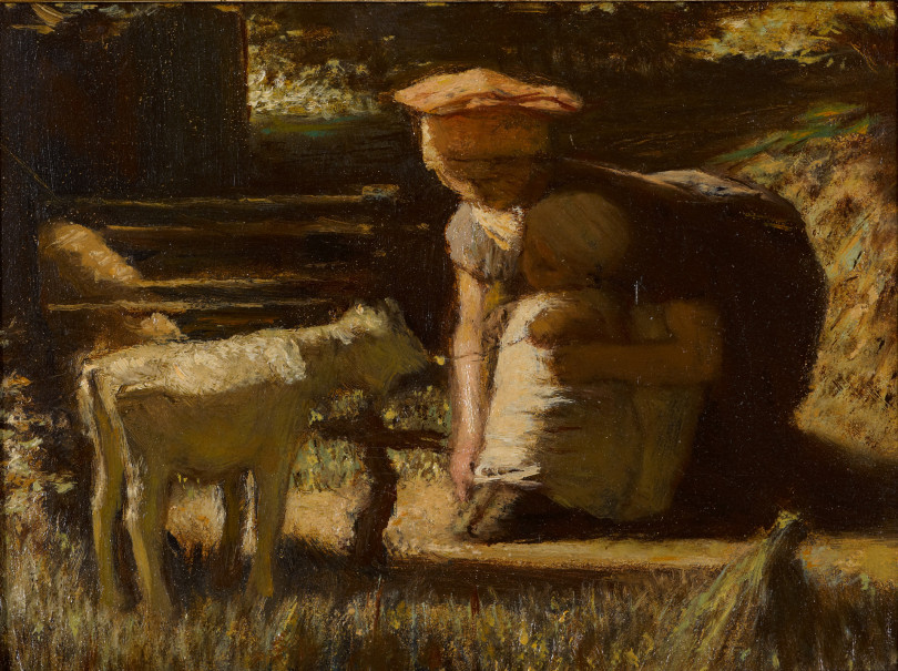 マテイス・マリス 《出会い（仔ヤギ）》 1865-66年頃 油彩、板 14.8×19.7cm ハーグ美術館