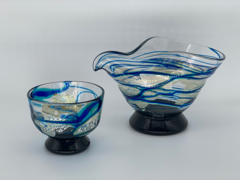 Yokohama Glass「横濱カラー 片口・ぐいのみセット」（税込1万450円）横浜赤レンガ倉庫限定・数量限定