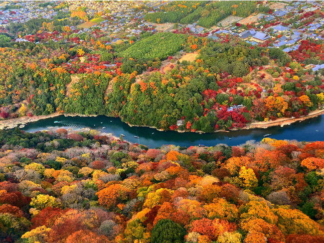 空から見る秋の京都