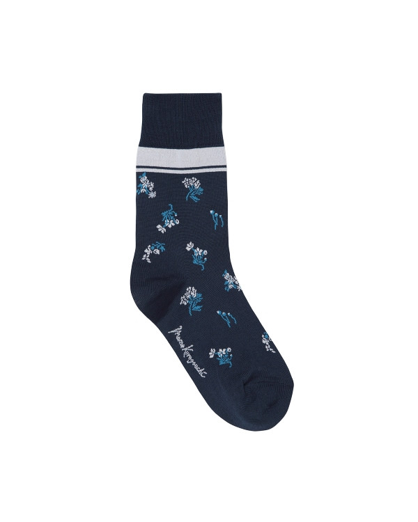 Floral Motif Socks 税込3,520円（Navy）