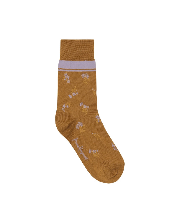 Floral Motif Socks 税込3,520円（Brown）