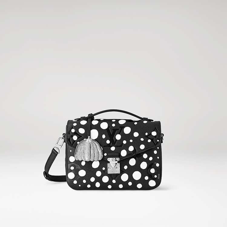 Louis Vuitton x Yayoi Kusama Pochette Métis in black Monogram Empreinte leather with Infinity Dots print