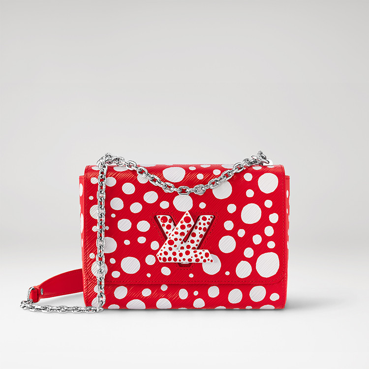 Louis Vuitton x Yayoi Kusama Twist MM in red Epi leather with Infinity Dots print and enameled lock