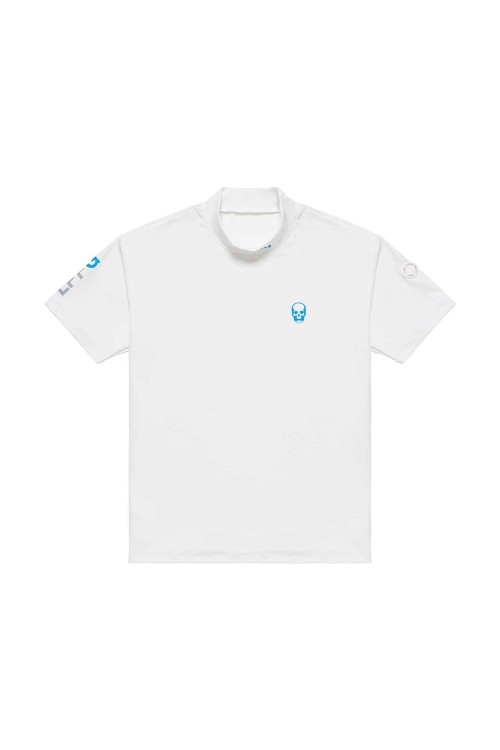 LPFG ウィメンズ 半袖モックネックシャツ フルオモチーフ カラー：ホワイト × ブルー  4万2,900円（税込）